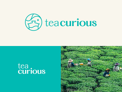 Tea Curious - Friendly Tea Education Brand blue brand brand identity drink education gaiwan icon identity logo logomark mark small business taiwan tea tea cup tea leaf tea logo tea pot teal water