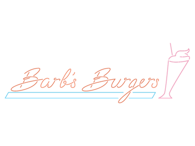 Barb's Burgers branding burger calligraphy illustration logo neon retro shake typography vector