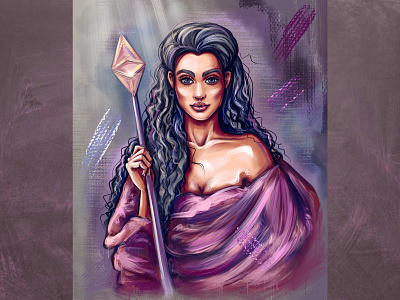 Warrior goddess digital illustration illustration oil portrait procreate womans portrait