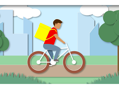 Courier banner bicycle courier delivery paper cut