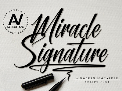 MIRACLE SIGNATURE FONT branding calligraphy design fonts display font display typeface font font awesome font work graphic design handwriting handwritten lettering modern font modern fonts script type type design typedesign typeface wedding font