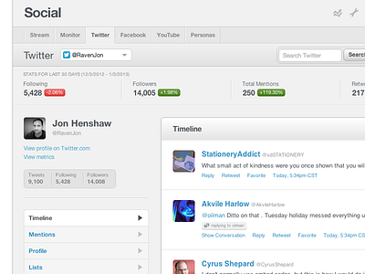 Raven Social UI revamp social twitter ui webapp