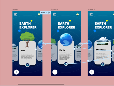 UX/UI design and prototyping for an earth explorer app.