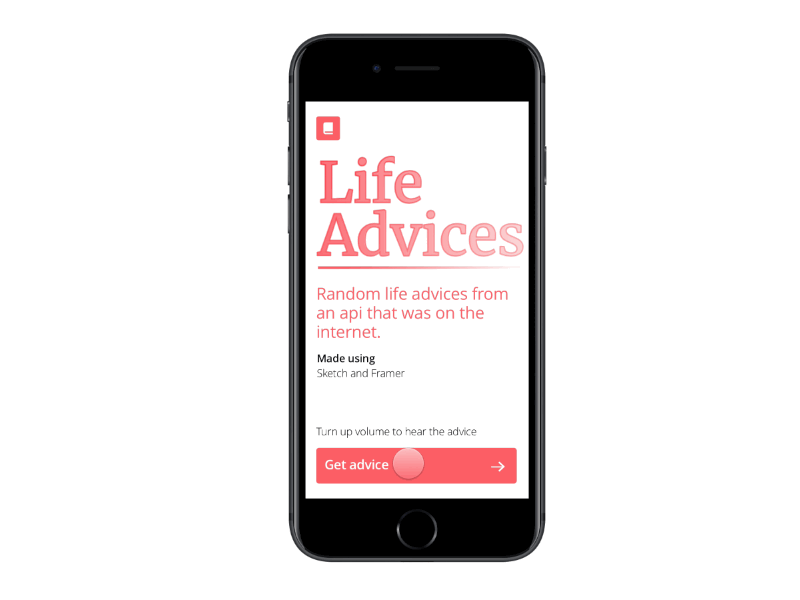 Life Advices app Concept advices button framer fresh interaction