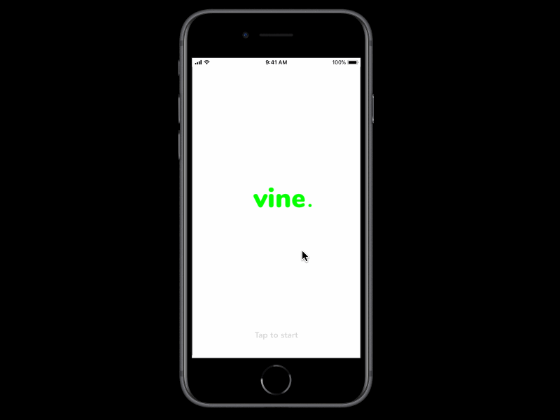 Vine intro screen actions app application designvine framer like prototype social network vine2