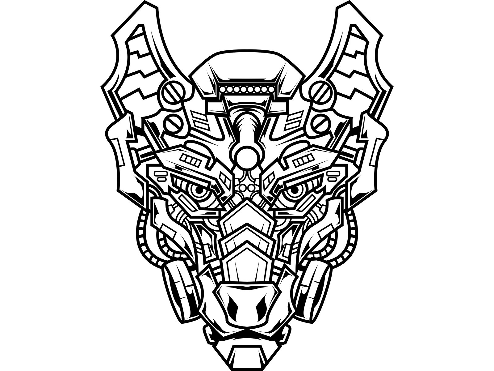 Mechanical Wolf - B&W by Sticky Bolts on Dribbble