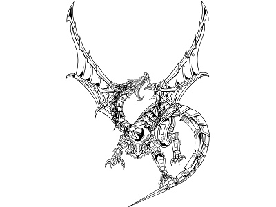 Mechanical Dragon - B&W