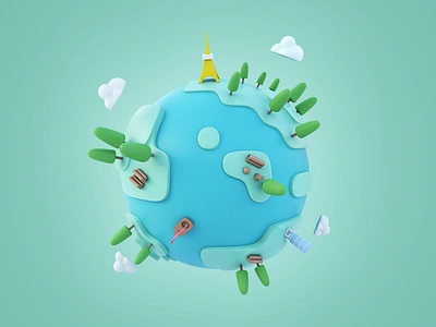 Arnold planet 3d color design icon illustration