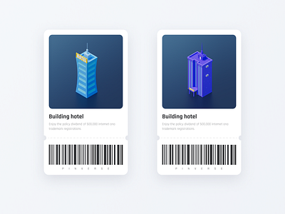 Building card 3d color design illustration ui