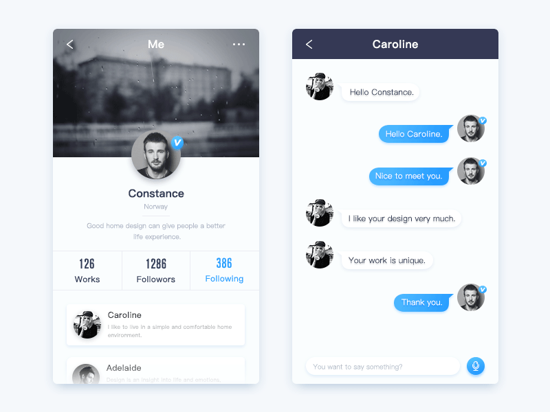 Design communication app gif social ui