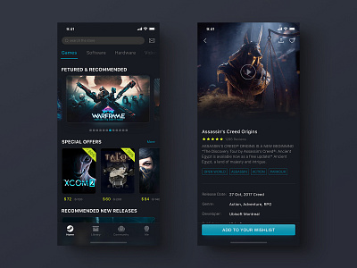 Steam app design ui