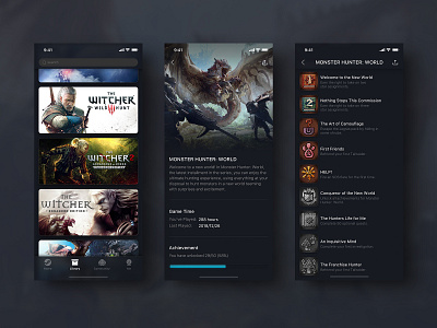 steam Library app design game app page design ui