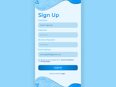 Just finished my first design for #dailyui #001 Sign up page app design ui ux