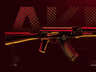 AKM - Battleground Weapons Collection - PUBG 3d 4k ak 47 akm artwork battle colorful digital art game gaming gun kalashnikov pubg red rifle shooter wallpaper war weapon yellow