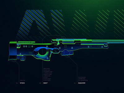 AWM - Battleground Weapons Collection - PUBG 3d 4k artwork awm blue dark digital art game gaming green gun neon photoshop poster pubg rifle shooter sniper wallpaper weapon