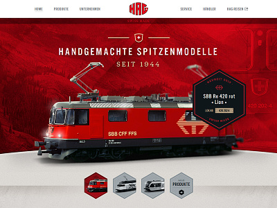 HAG css html jquery model railway red retro swiss train webdesign