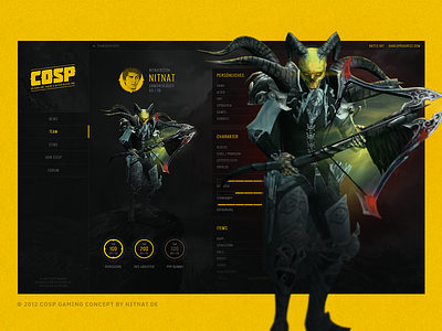 COSP Gaming black gaming profile ui webdesign yellow