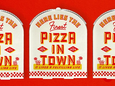 RIP badge branding death fresh monogram packaging pattern pizza pizza box tombstone typogaphy