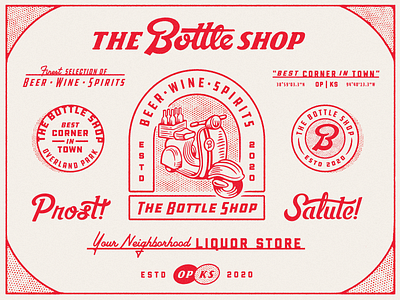 The Bottle Shop badge beer bottle branding illustration liquor moped script shop texture typography