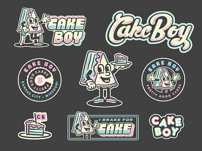 Cake Boy Branding badge bake boy bumper cake character dimensional illustration sprinkles sticker sweet typography