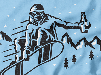 Snowboarder beer illustration mountains shirt snow snowboard texture winter