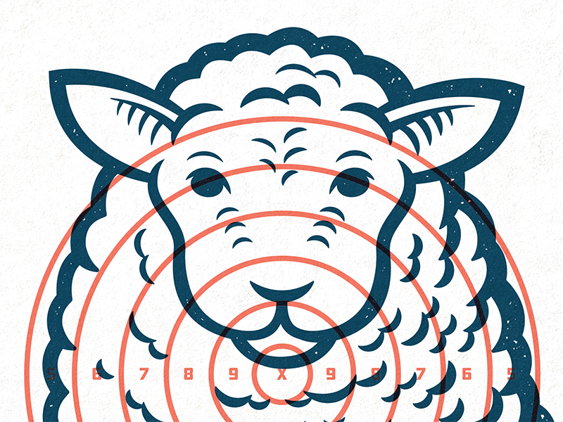 Sheep Shooter blacklight illustration lettering poster sheep target typogaphy