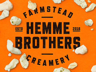 Hemme Brothers Badge badge branding cheese curd logo packaging texture typography
