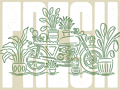 Fresh to Death cactus grow illustration motorcycle plants skull type typography