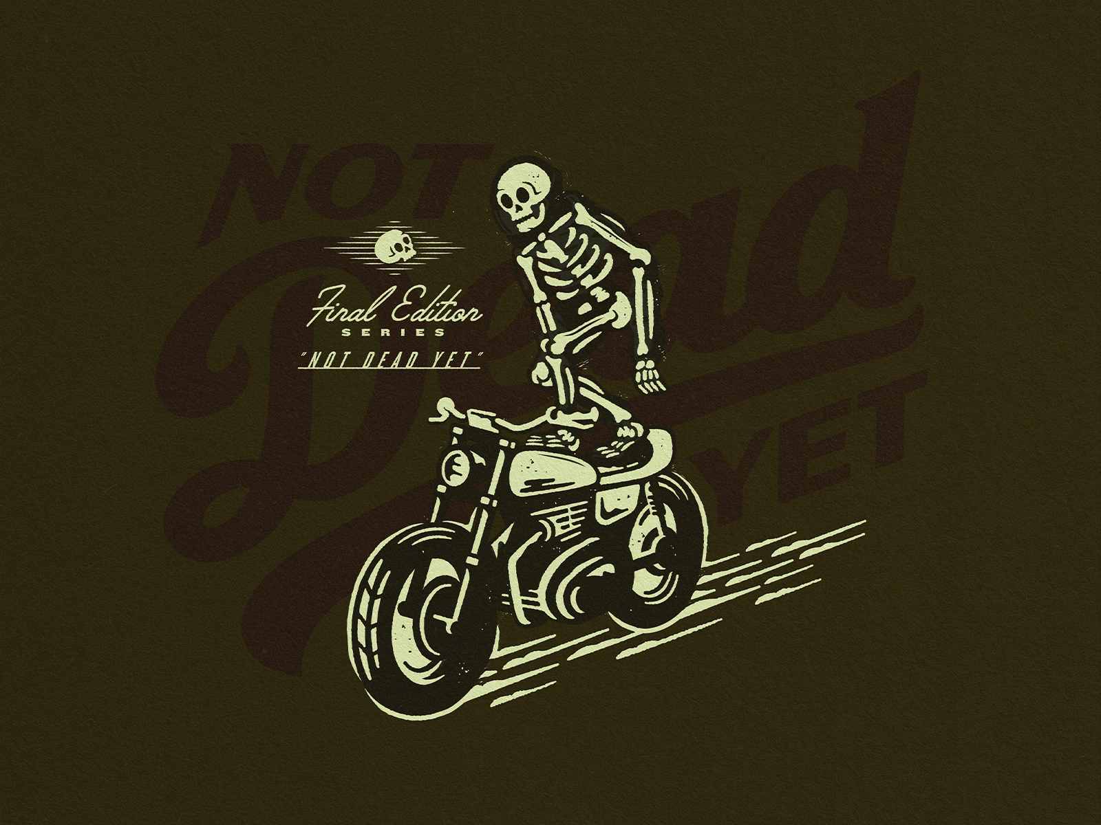 Dead bikes motorcycle script skeleton texture type typography