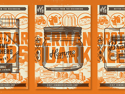Hemme Brothers Posters branding cheese dairy farm illustration milk packaging poster texture typography