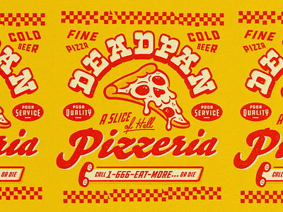 Pizza Skull branding dead illustration logo pattern pepperoni pizza skull texture typography