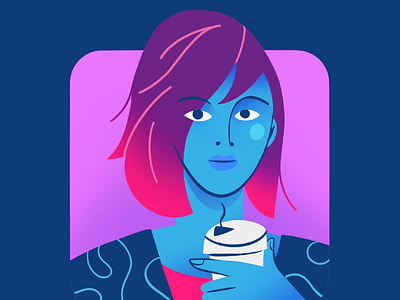 professional lady with coffee illustration procreate vector art