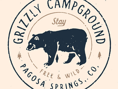 Grizzly Campground Seal bear cabin colorado custom type distressed vector art