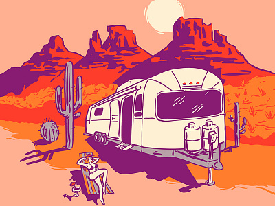 Airstream Desert Lounging Drawing