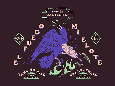 Raven & Elote Logo animal illustration type