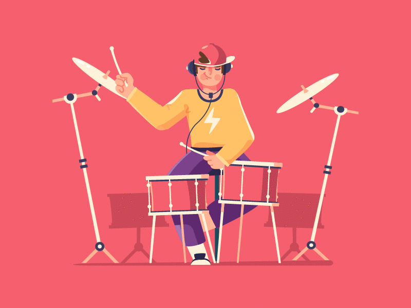 drummer ae animation character drumm flat illustration jazz motion music