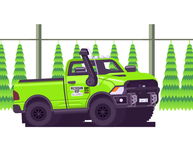 Michigan Hop Alliance Work Truck ae ai animation bear buf flat illustration michigan speed truck