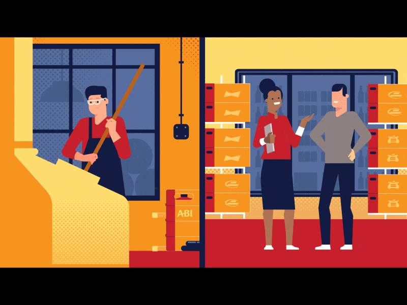 Workers 2d ae animation character flat motion working