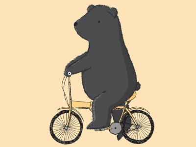 Another bear on a bike bear bike character design illustration