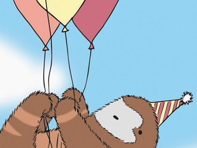Birthday Sloth balloon birthday illustration party hat sloth