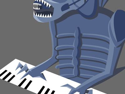 Alien playing piano alien illustration vector