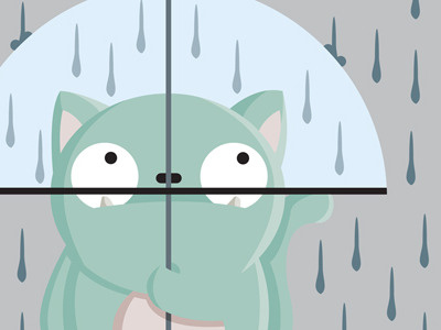 Grumpy cat in the rain cat illustration rain umbrella vector