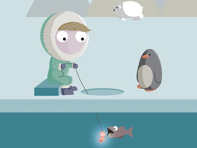 Fishing character cold fishing ice illustration vector