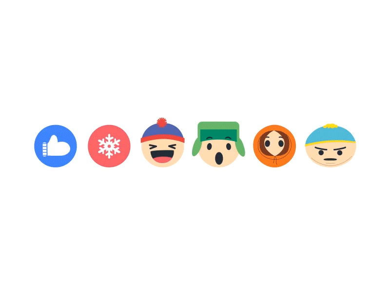 Facebook reactions character animation emoji facebook reactions southpark