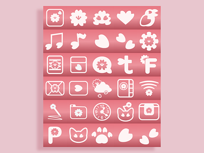 Sakura themed mobile icons branding cherry blossom cute icon pink sakura vector