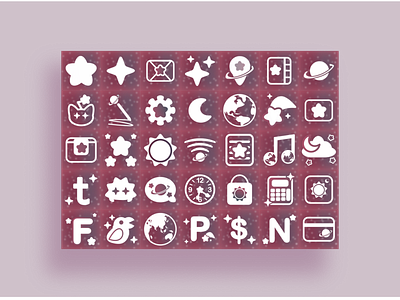 Space themed icons v2 app cute design galaxy icon mobile purple space ui vector