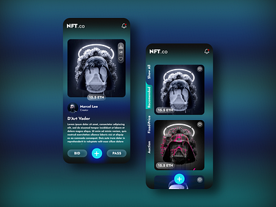 NFT Bidding App - Mobile App app branding design graphic design illustration landingpage logo mobile app mobile app interface mobile app ui ui ui design ui design app user interface app design