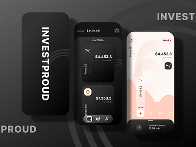 INVESTPROUD - Investment App 3d animation app app investation branding design graphic design illustration invest landingpage logo mobile app motion graphics ui ui design