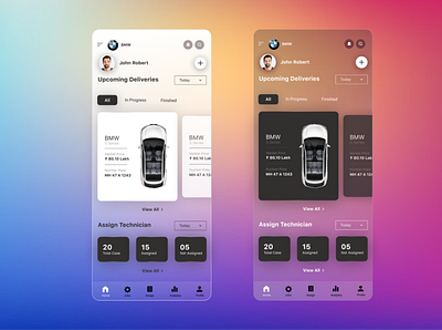 BMW Inspection app concept glass morphism inspection ap mobile app