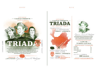 TRIADA F & B coffee colombian design layout medellin packaging typography veleta